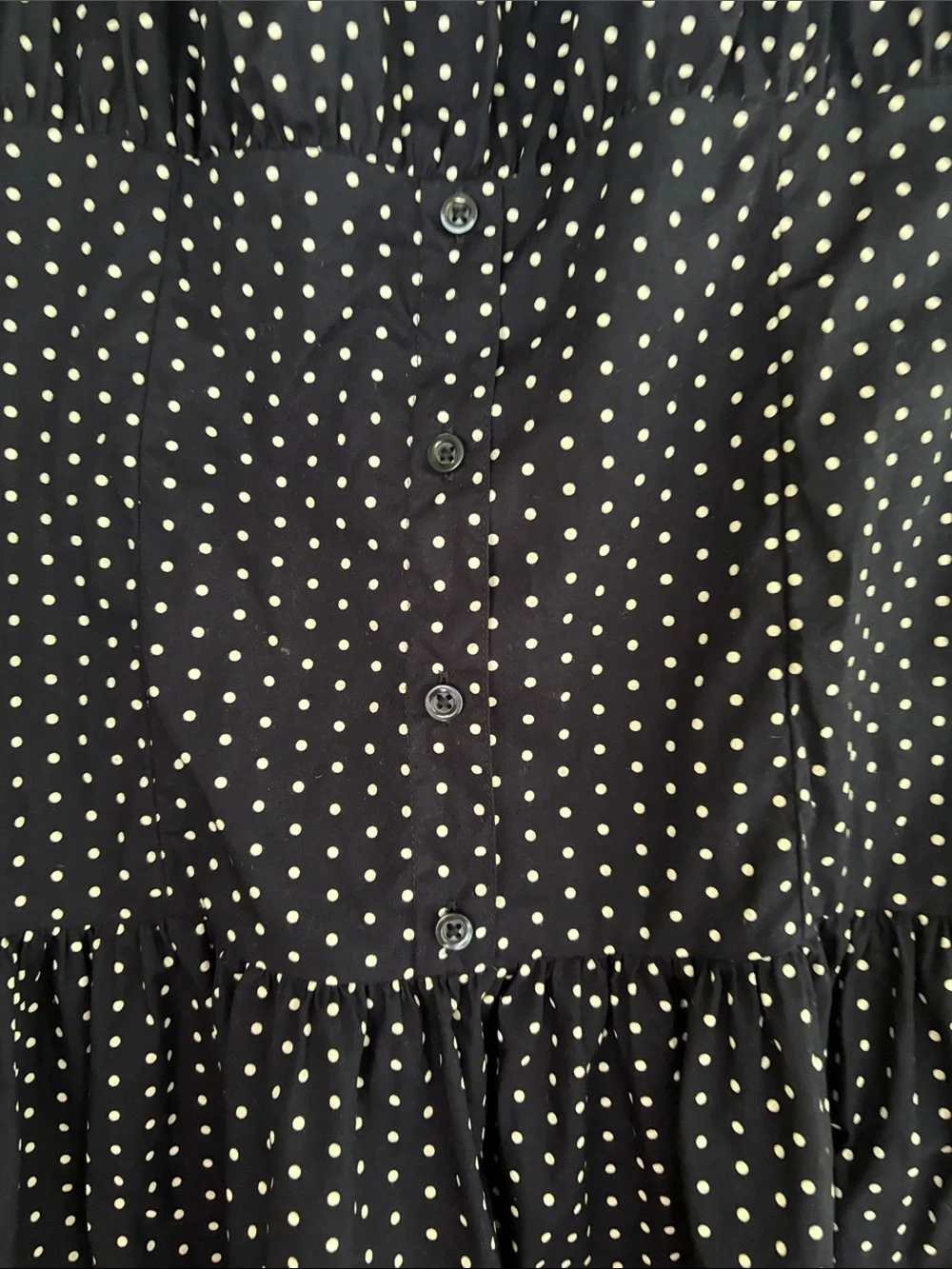 GAP Navy and White Polka Dot Off-Shoulder Casual Dress